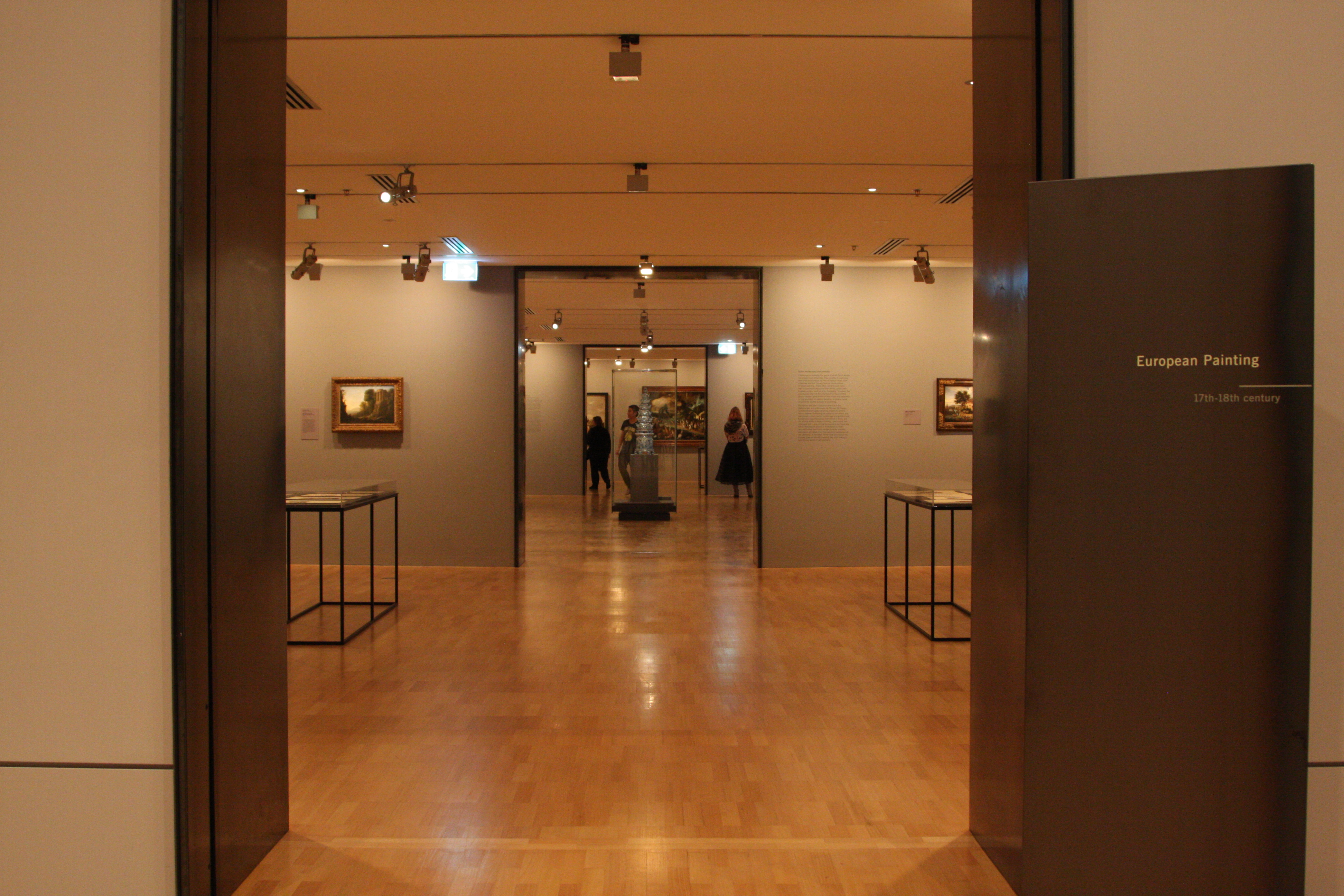 looking through the doors into several galleries at the NGV