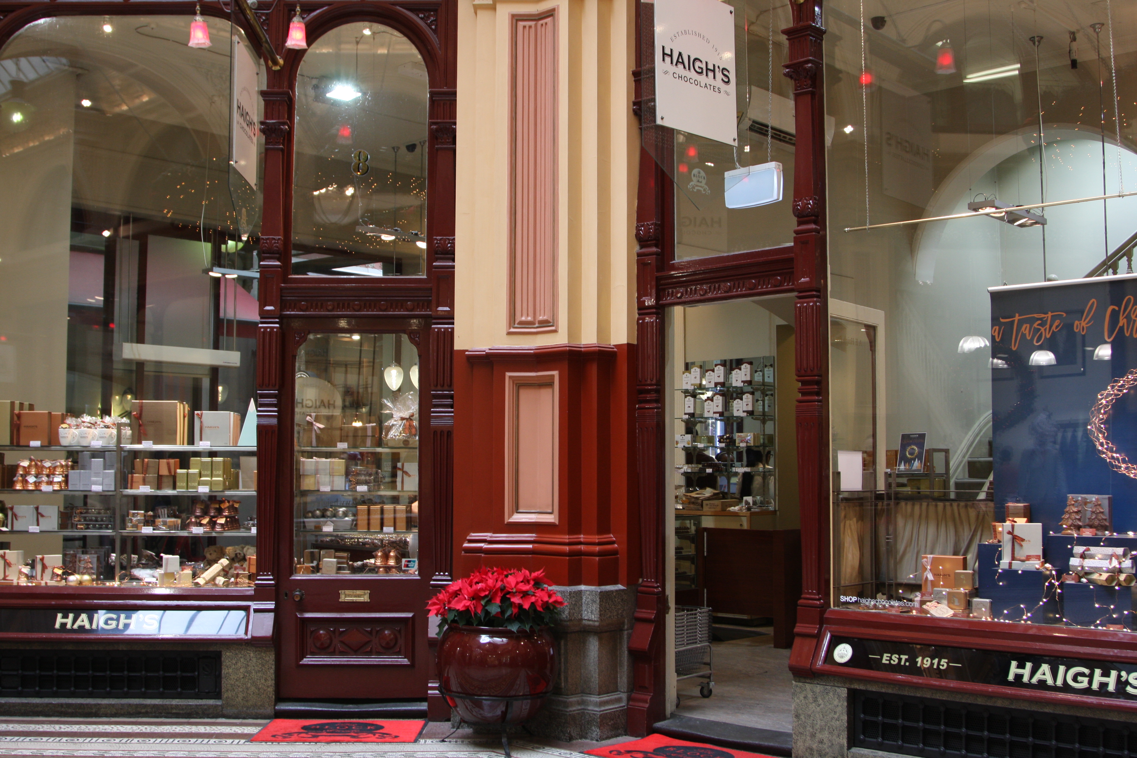 outside the Haigh's Chocolates Store in Melbourne