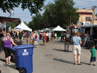 Food set up for the Fringe Festival in Saskatoon food tents and food trucks on the street for Fringe Fest in Saskatoon