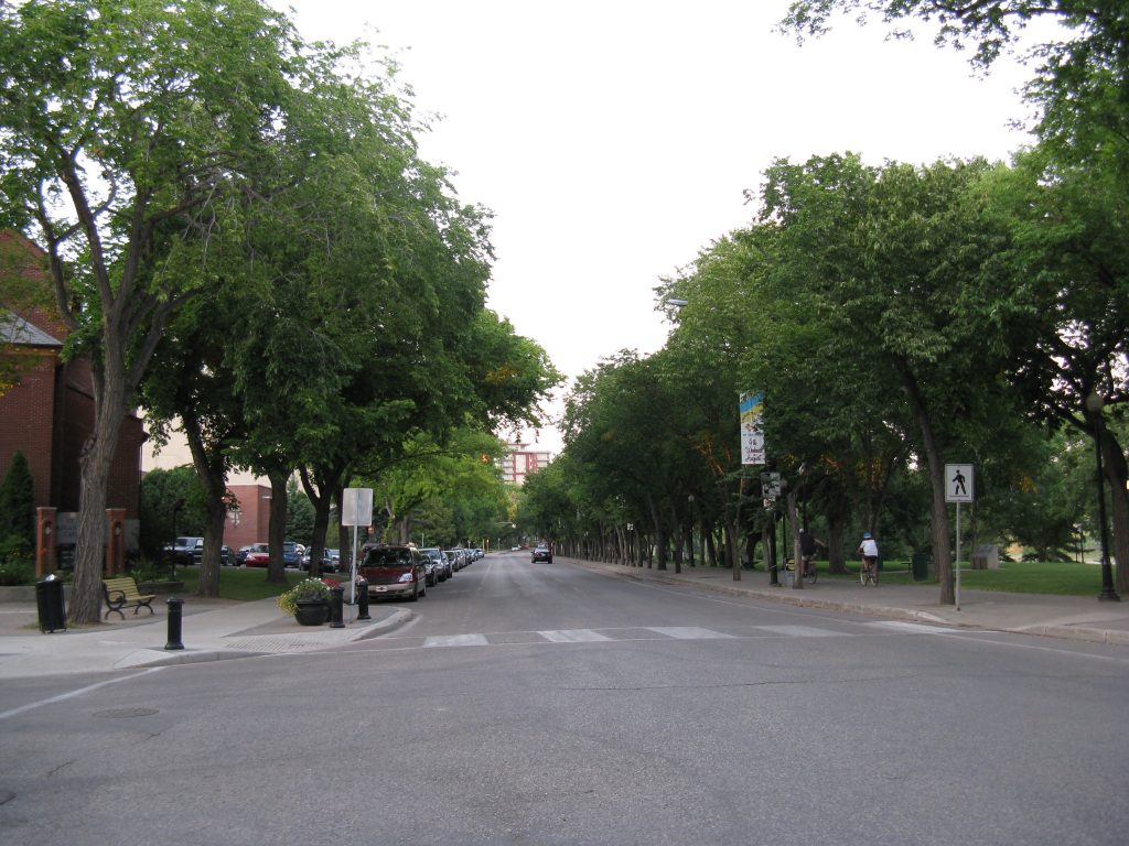 Scenic Street View in Downtown Saskatoon along the river