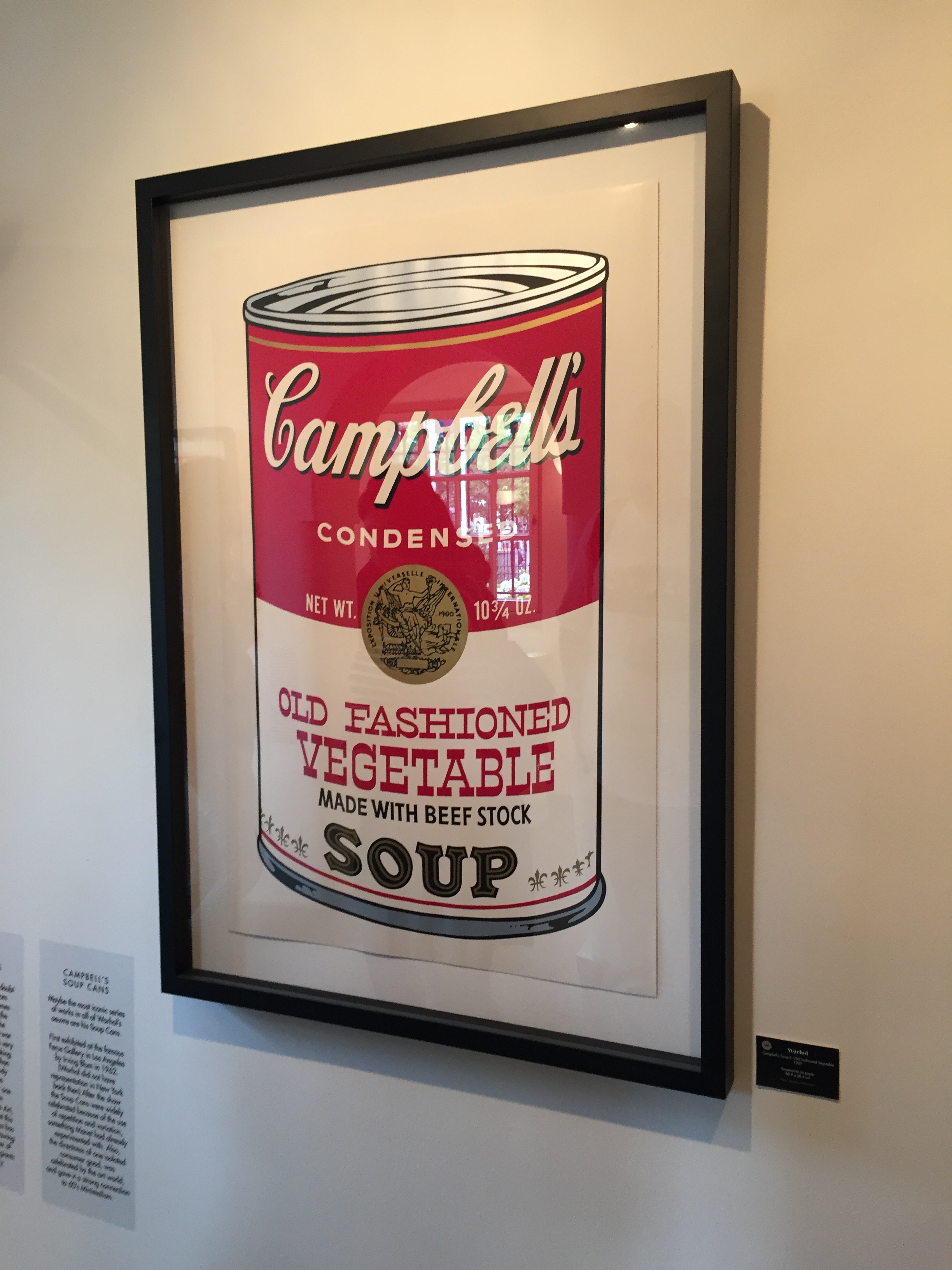 Warhol's Campbell's Soup framed poster inside the Moco Museum in Amsterdam