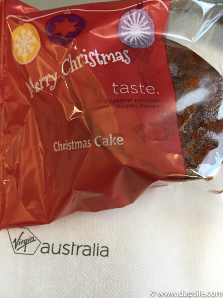 Christmas cake from Virgin Australia while visiting the Alice Springs area
