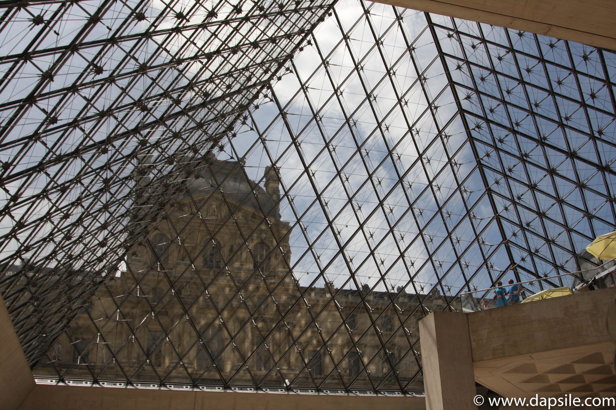 Looking Out Through the Glass Pyramid at the Louvre in Paris