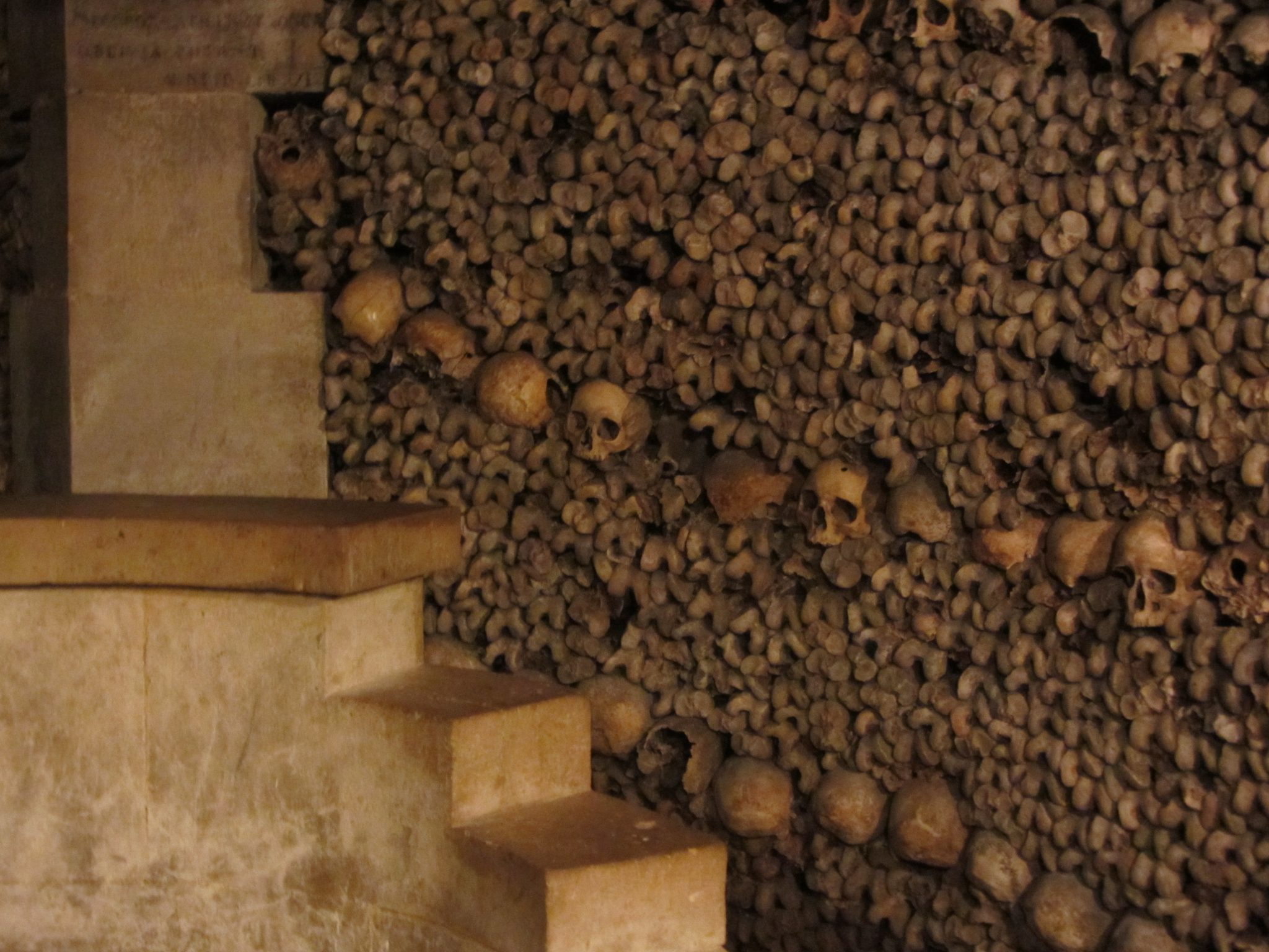 Wall of Bones in the Catacombs in Paris