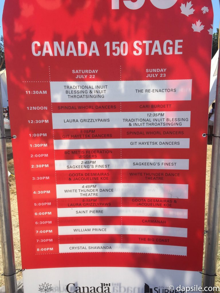 Surrey Fusion Festival 2017 Canada 150 Stage Schedule
