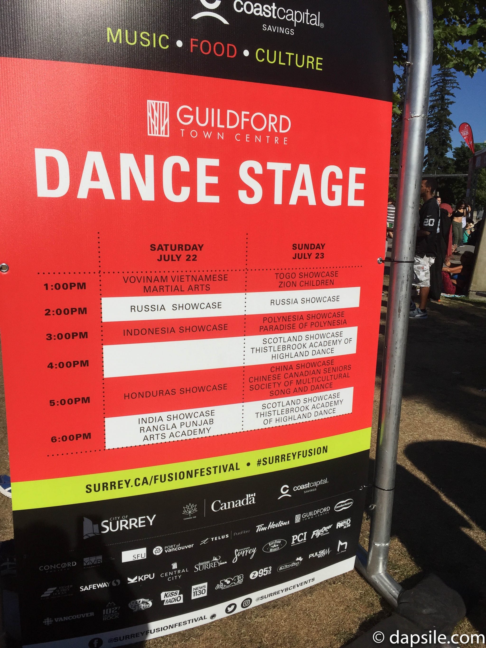 Surrey Fusion Festival 2017 Dance Stage Schedule