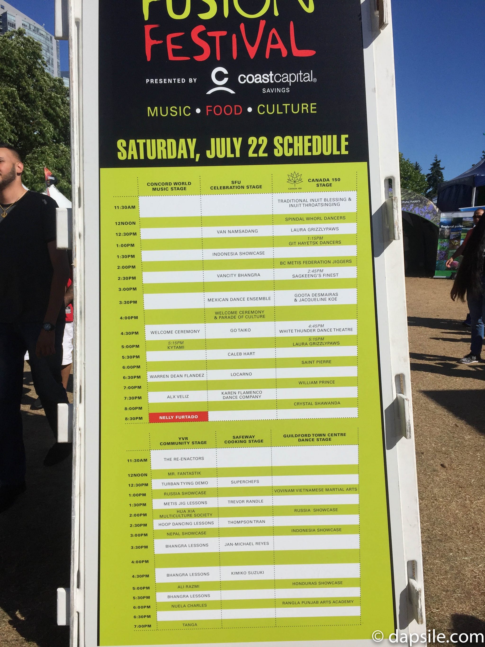 Surrey Fusion Festival 2017 Performers Stage Schedule