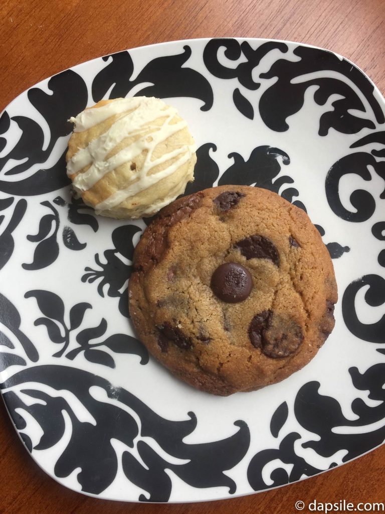 Sweet Somethings chocolate chip cookie and lavender and white chocolate scone