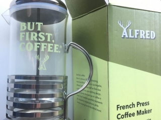 Alfred But First Coffee French Press from the FabFitFun Fall 2018 Subscription Box