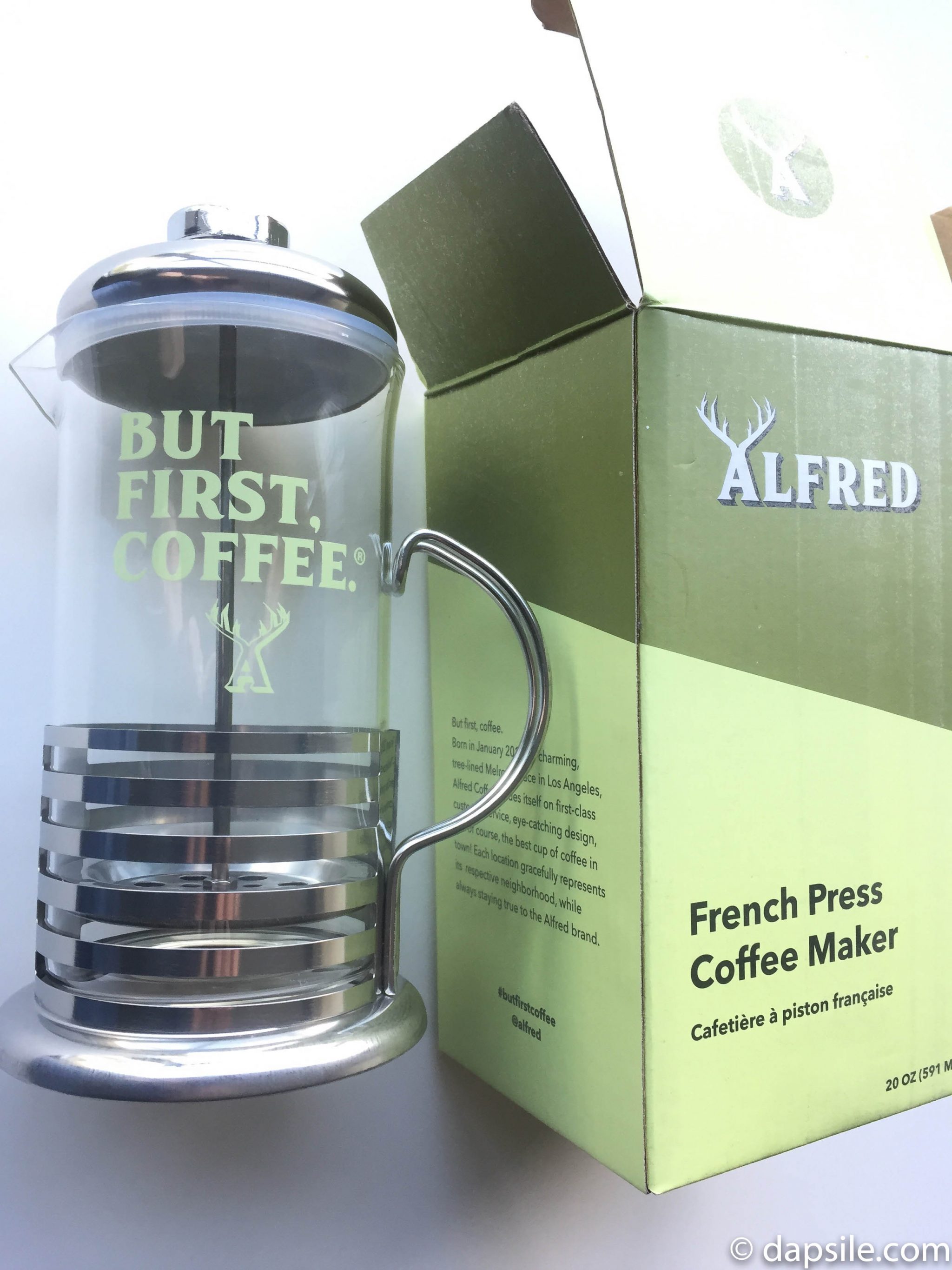 Alfred But First Coffee French Press from the FabFitFun Fall 2018 Subscription Box