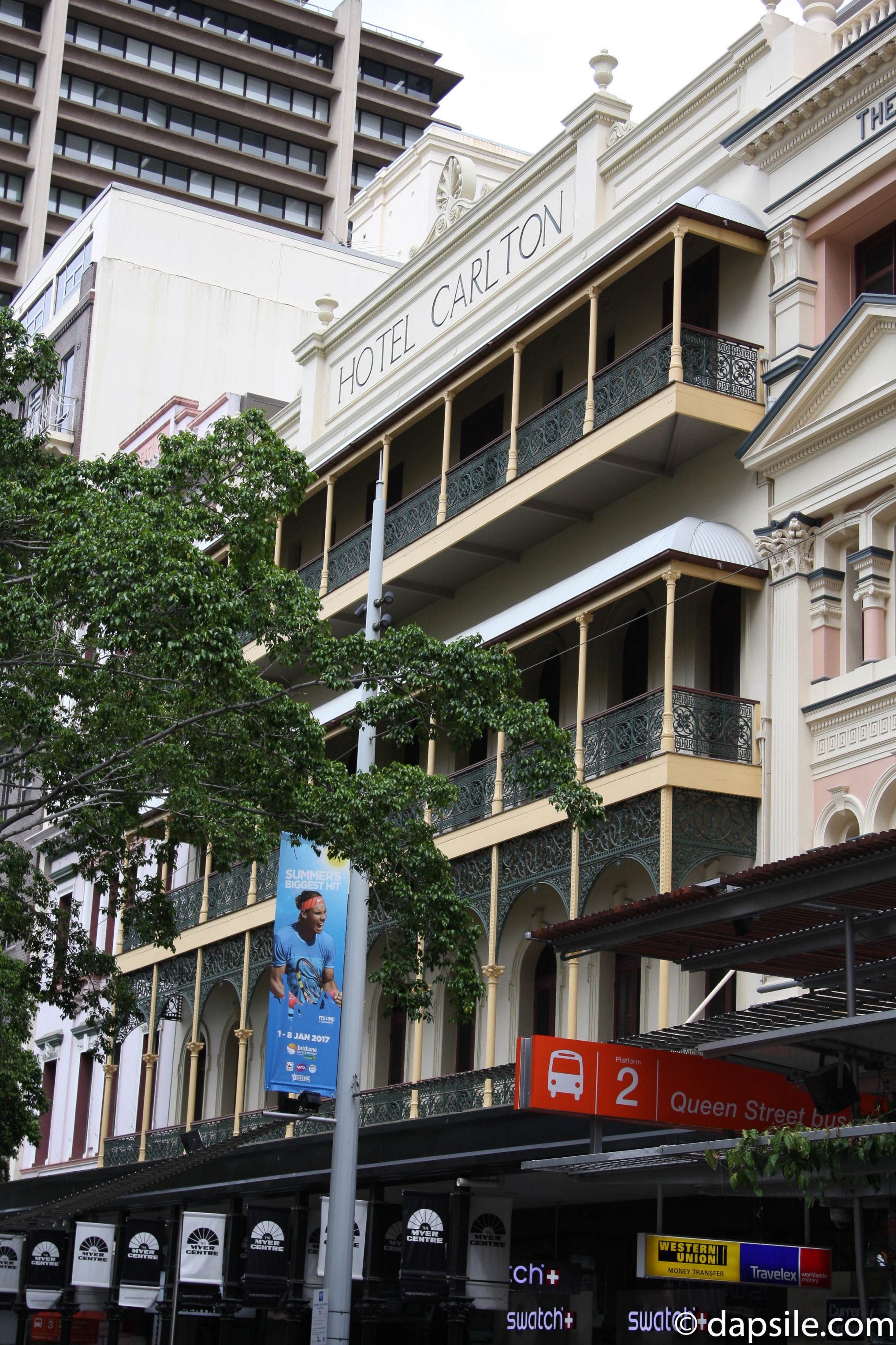 Hotel Carlton Facade at The Myer Centre in Brisbane CBD