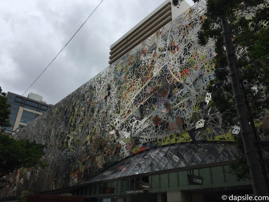 Wintergarden Shopping Centre Butterflies Art Display Facade from Queen Street Mall in Brisbane Australia