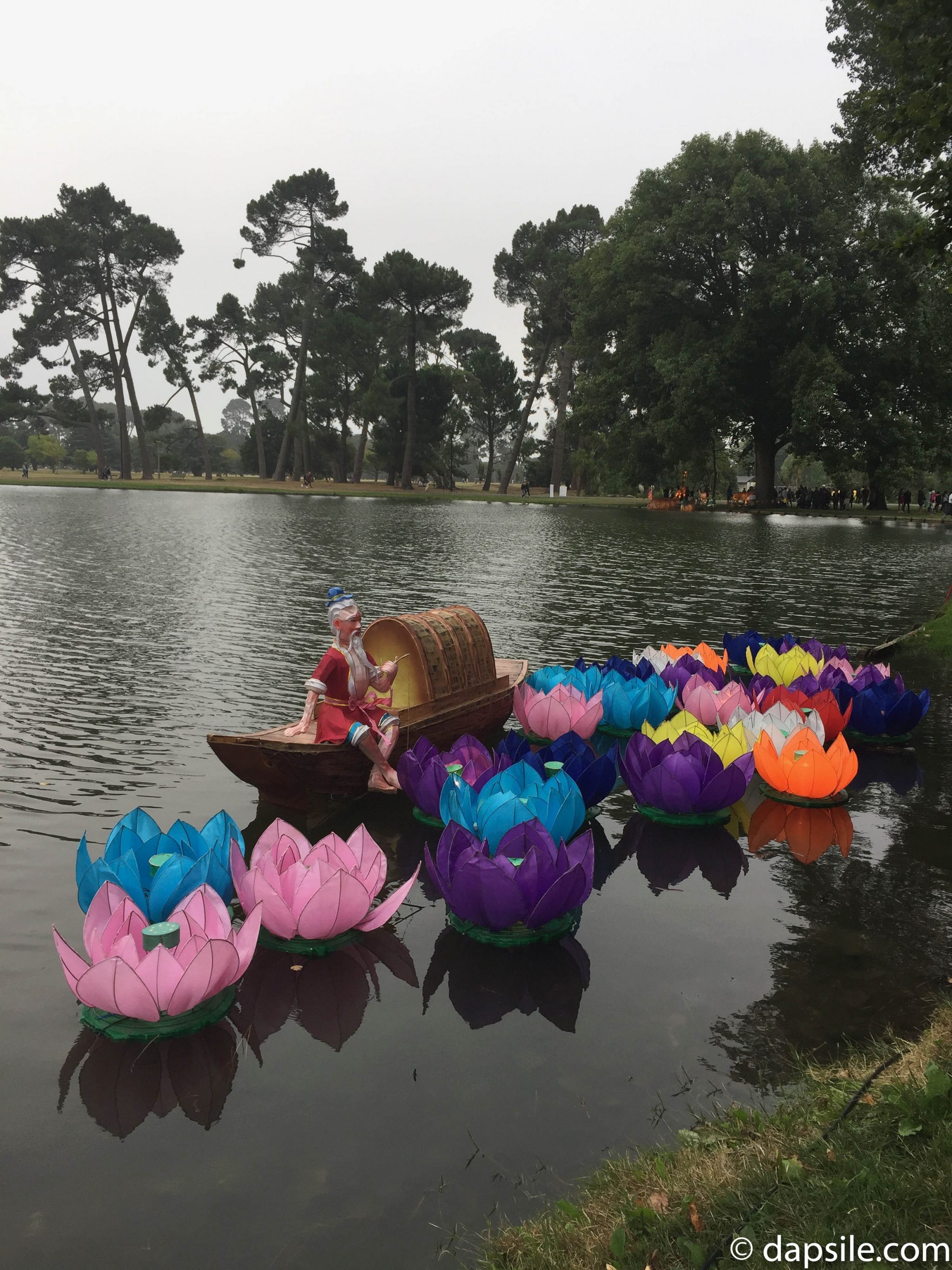 Flower Lanterns in Pond at Christchurch Lantern Festival