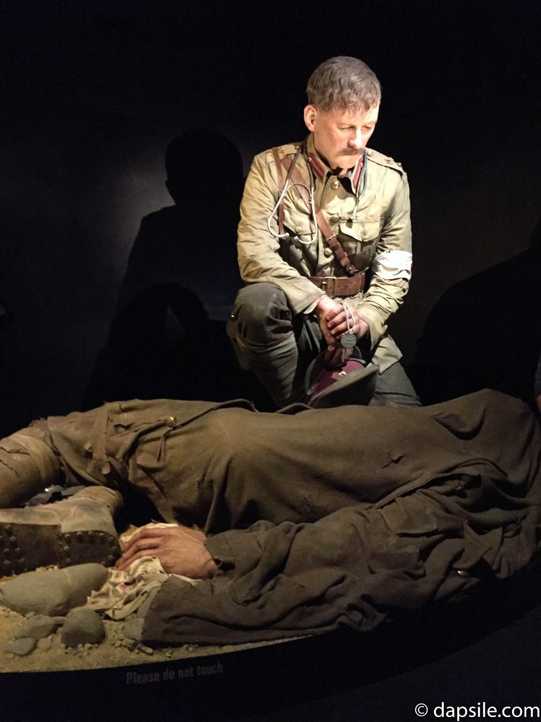 Soldier Grief Statue in Gallipoli Exhibit in Museum of New Zealand Te Papa Tongarewa in Wellington New Zealand