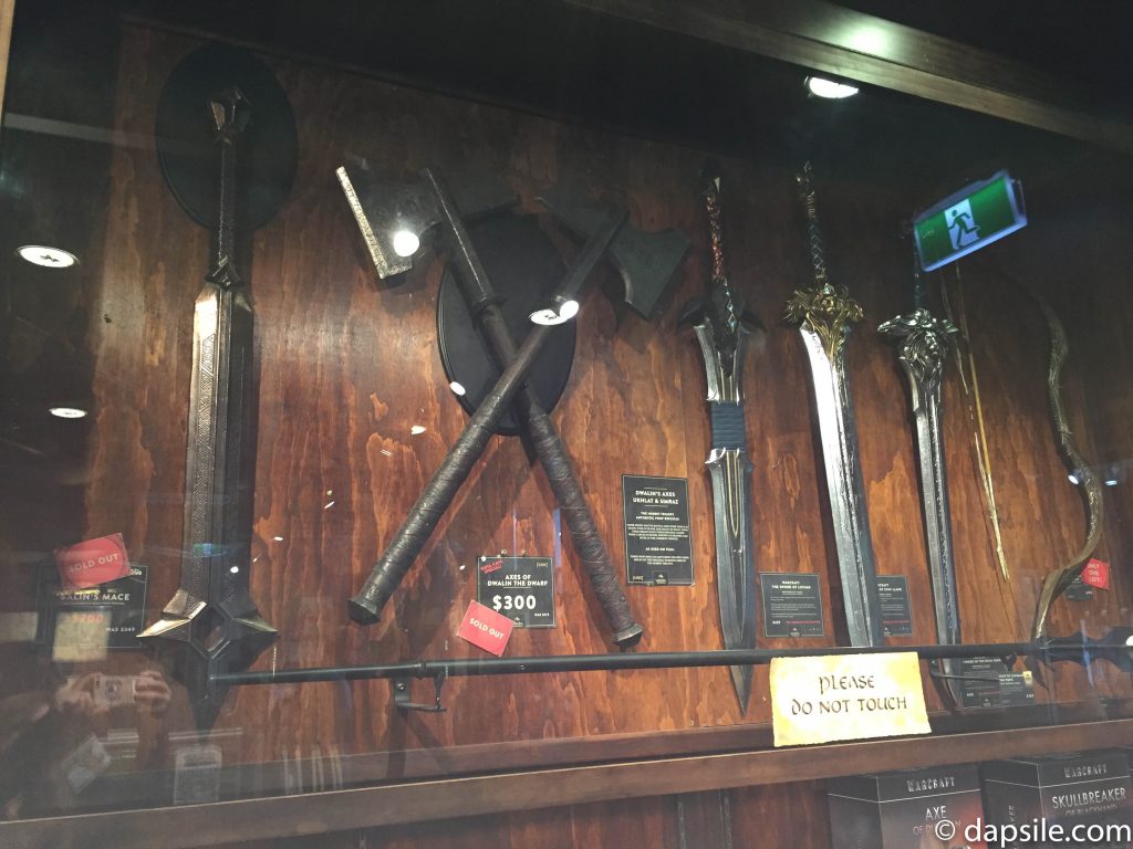 weapons display inside the store Inside Weta Workshop