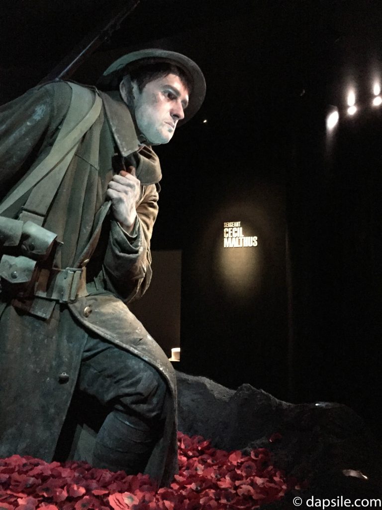 Soldier and Poppies Statue in Gallipoli Exhibit in Museum of New Zealand Te Papa Tongarewa