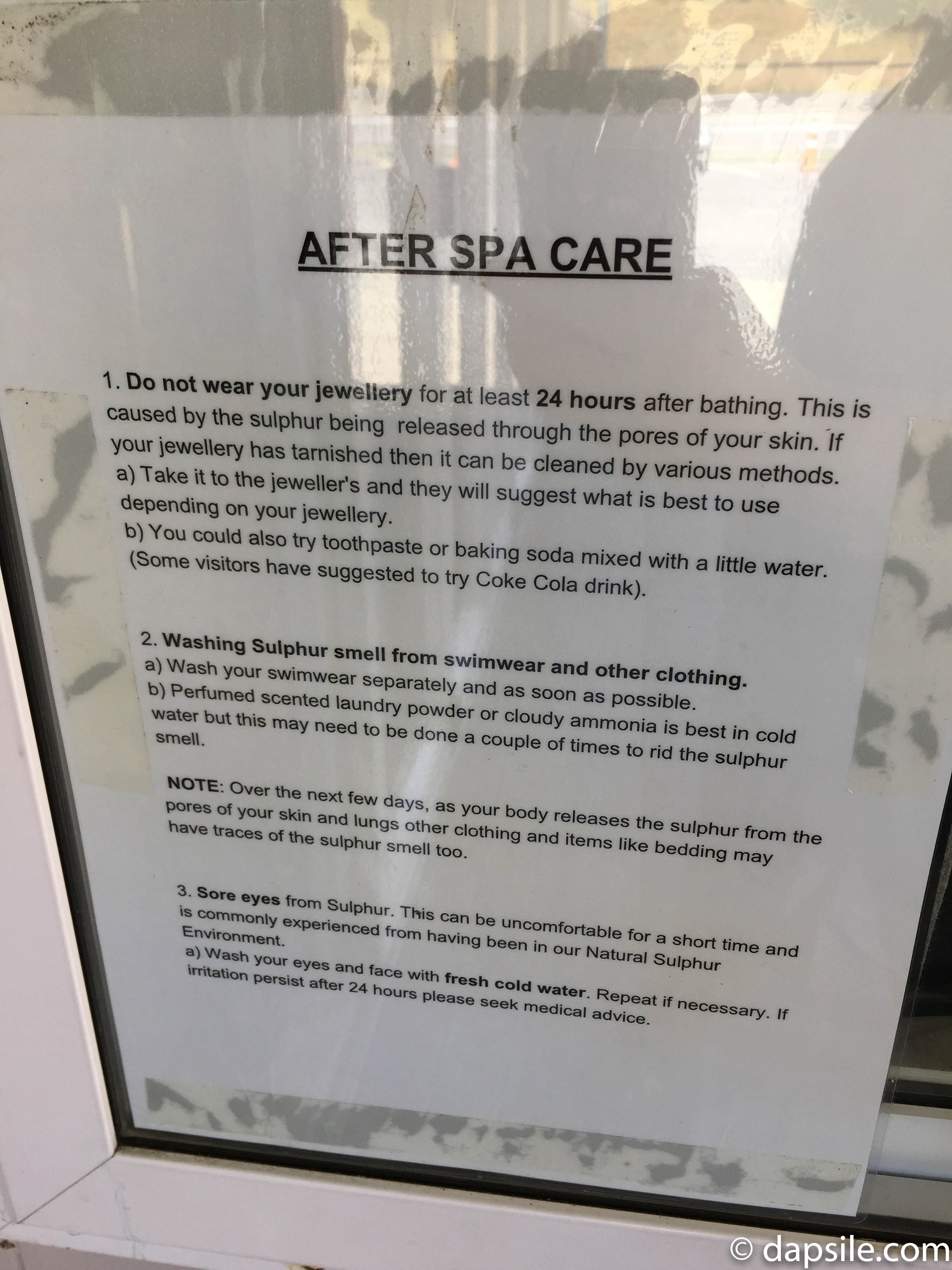 After Spa Care Notice posted in window
