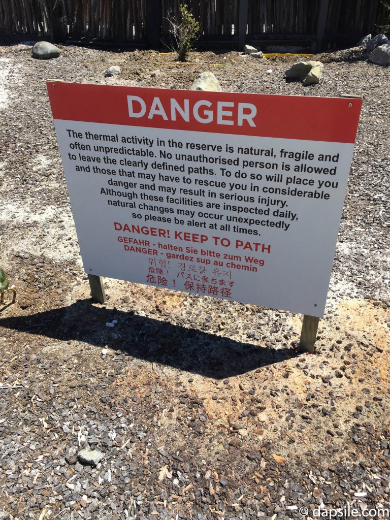 Danger Sign talking about thermal activity at Hell’s Gate