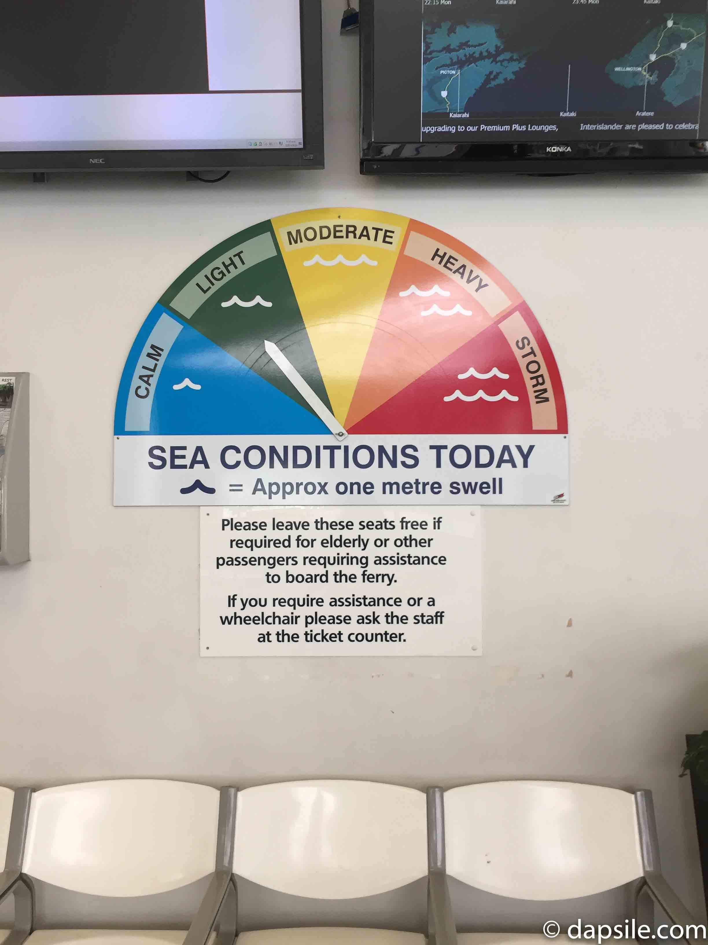 NZ Ferry Sea Conditions Today Chart set at Light