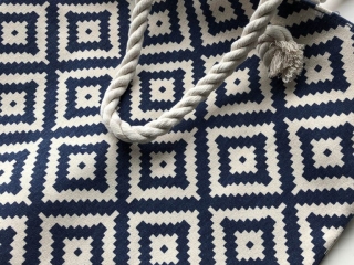 Summer & Rose Navy Diamond Tote Summer & Rose Navy Diamond Patterned Tote laying flat