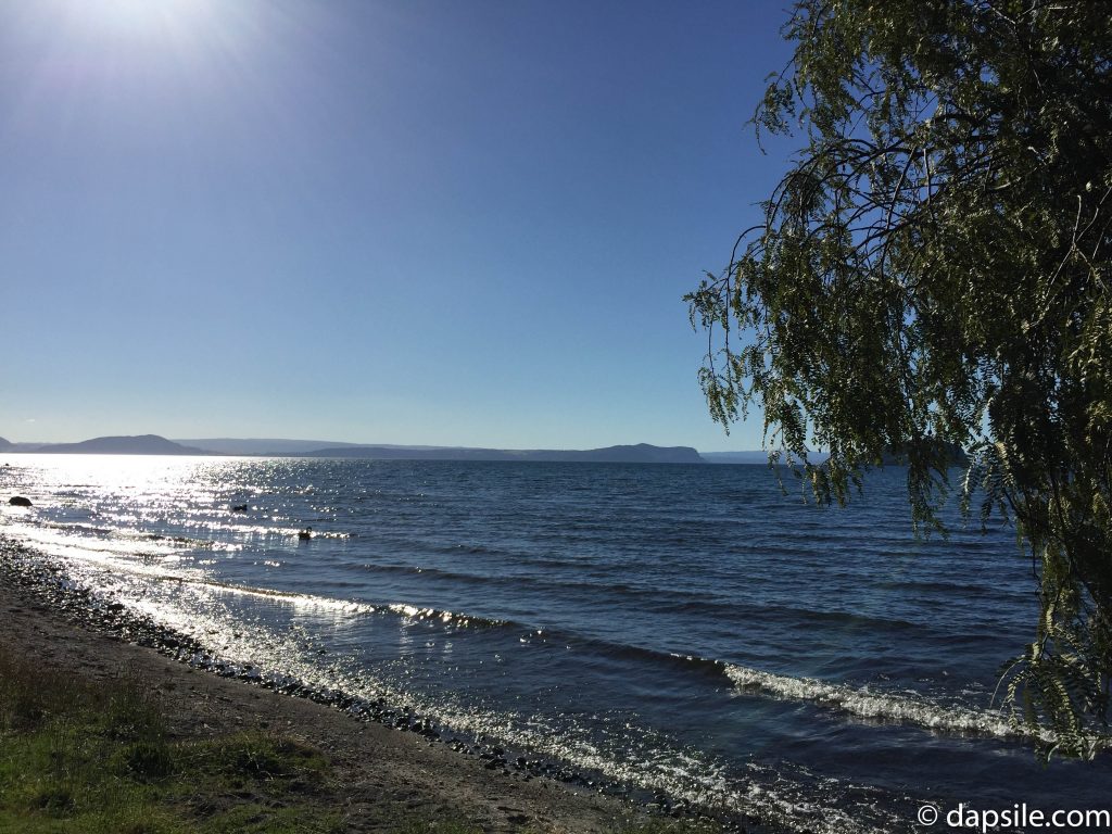 View of Lake Taupo from west coast waters edge