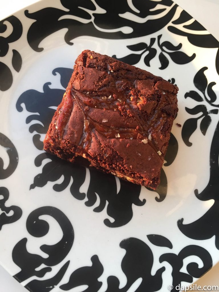 view of Tartine Salted Caramel White Chocolate Brownie from the top