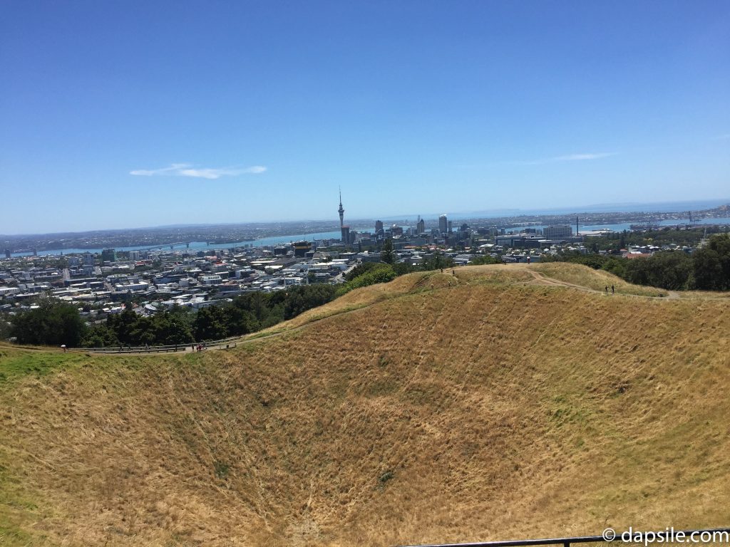 Volcano Crater with City of Auckland Behind