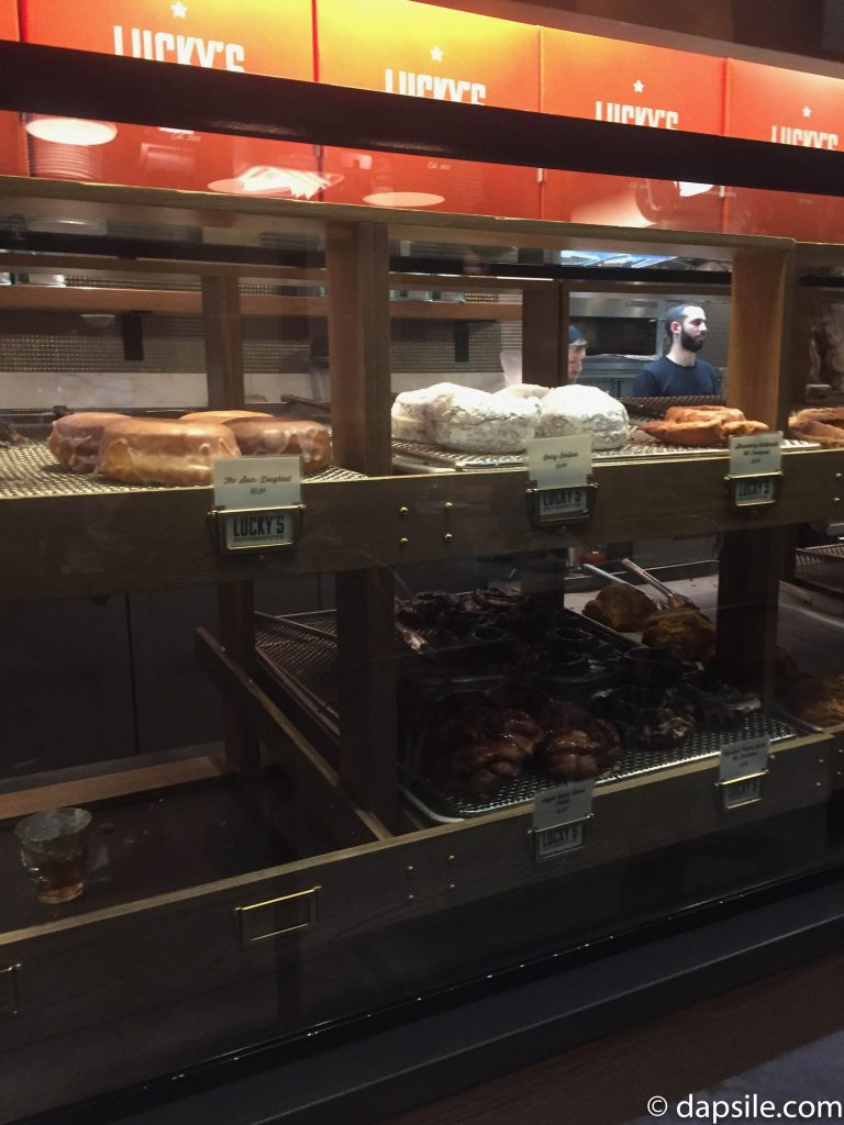 Part of the Lucky’s Doughnuts Selection in the eye level case